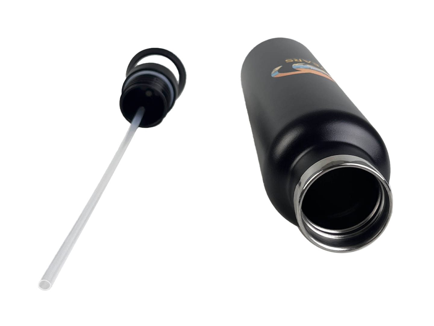 details of black personalized stainless steel water bottles