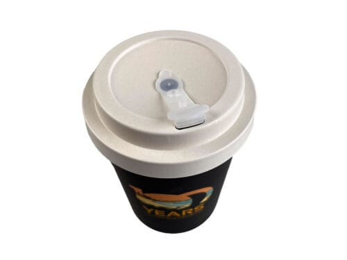 black reusable bamboo coffee cup