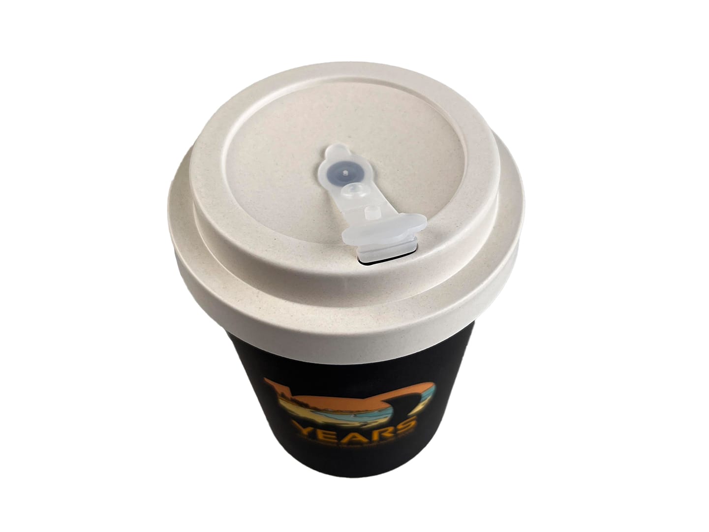 black reusable bamboo coffee cup