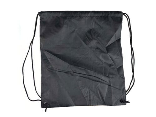 black drawstring bag