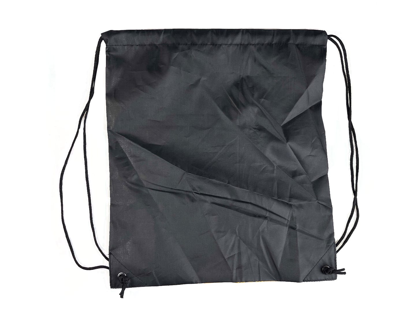 black drawstring bag