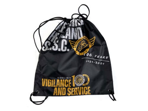 black drawstring bag