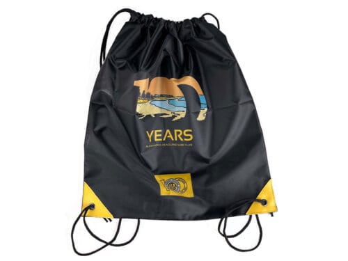 black drawstring bag