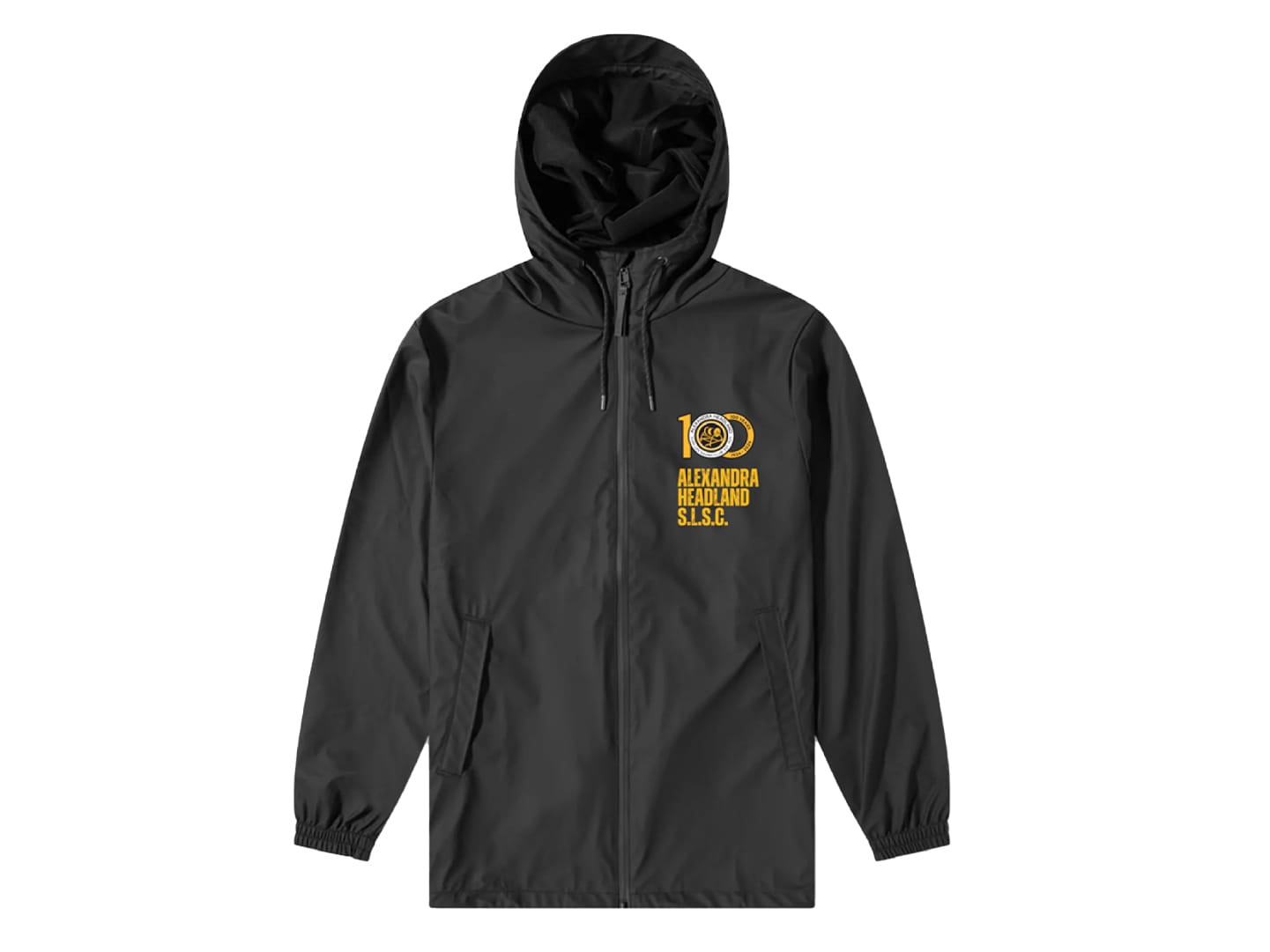 Black custom rain jacket