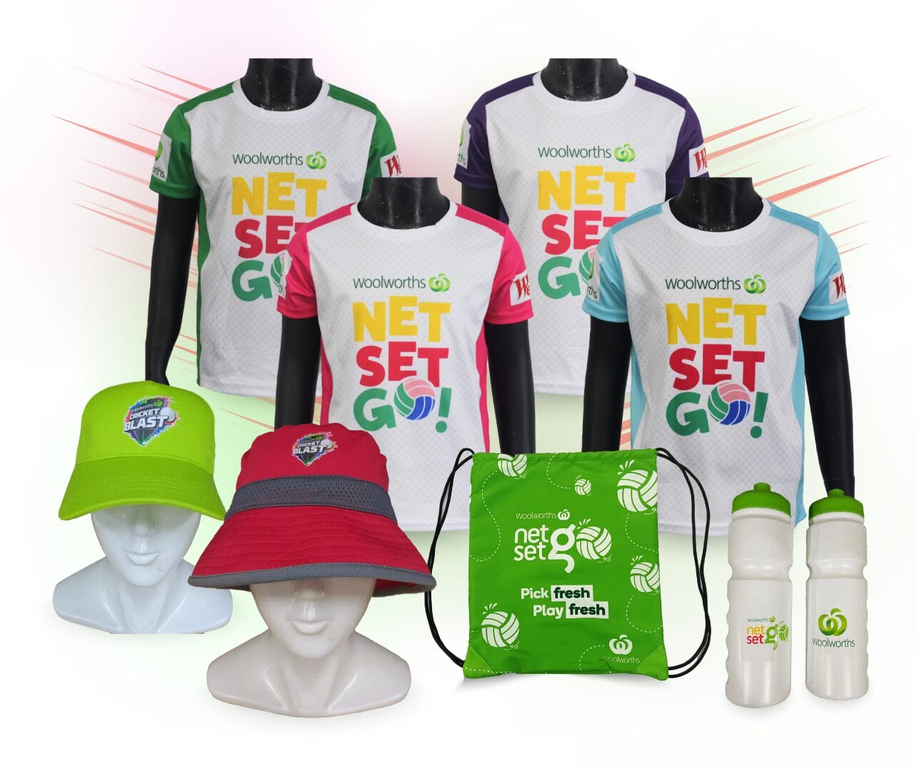 custom netball merchandise for netsetgo program