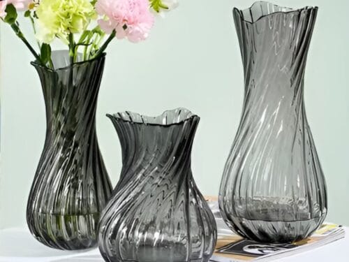 Striped Glass Container Vase