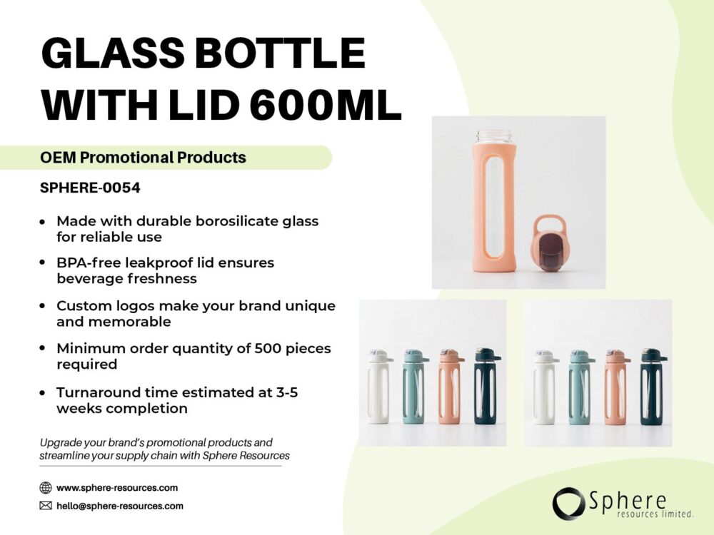 GLASS BOTTLE WITH LID 600ML social graphic
