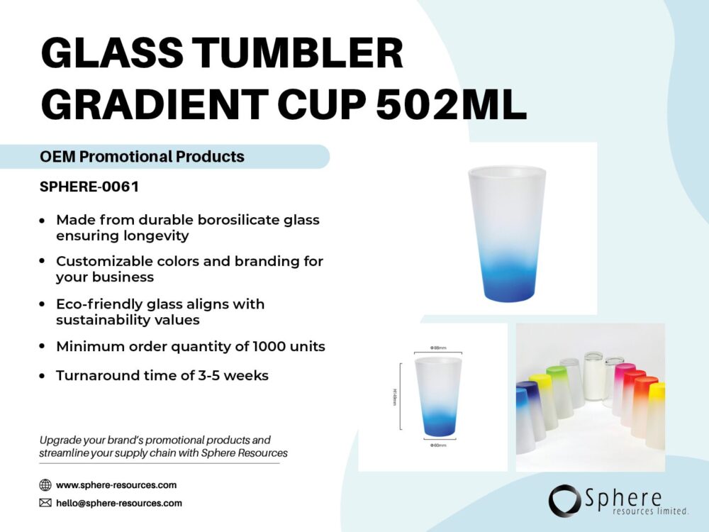 GLASS TUMBLER GRADIENT CUP 502ML SOCIAL GRAPHICS
