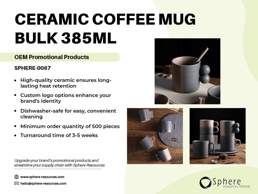 CERAMIC COFFEE MUG BULK 385ML SOCIAL GRAPHIC