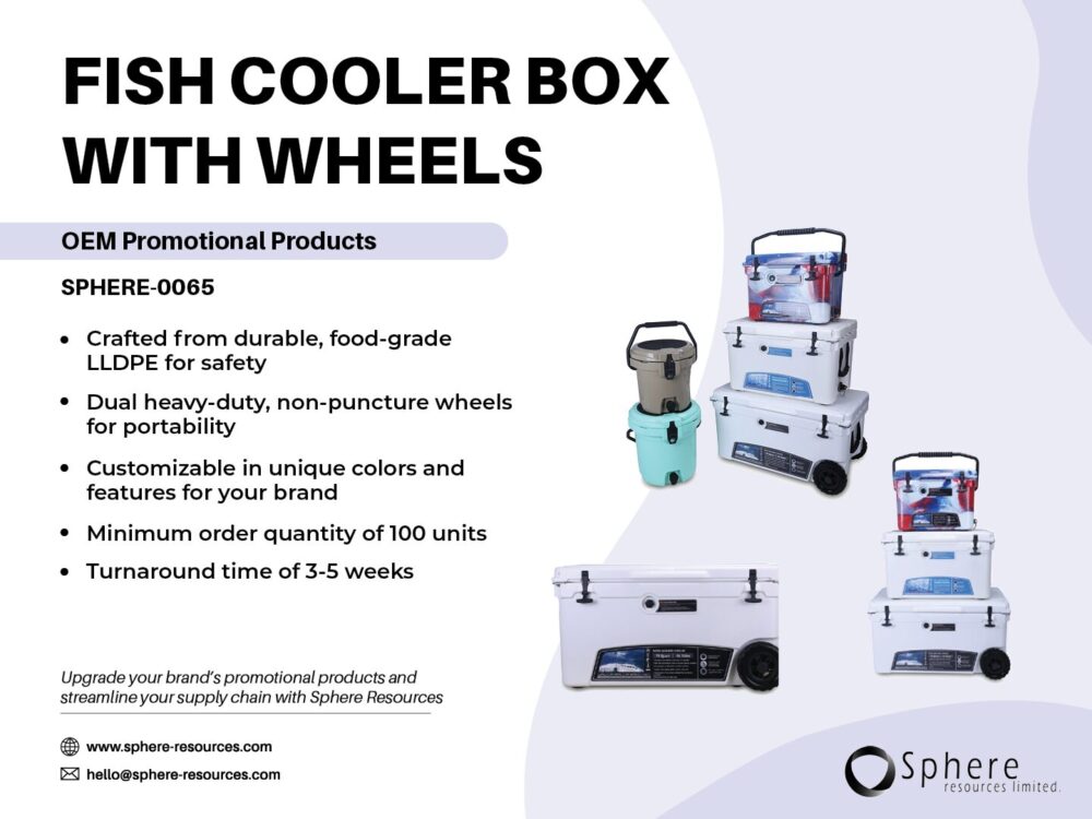FISH COOLER BOX WITH WHEELS SOCIAL GRAPHIC