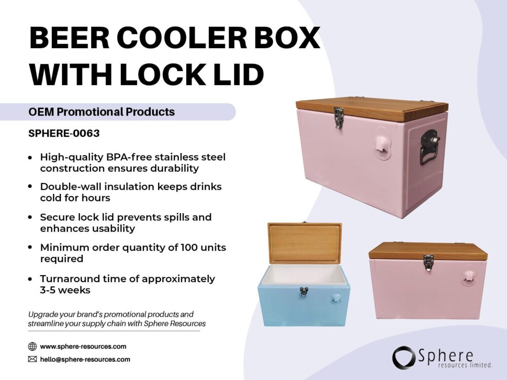 BEER COOLER BOX WITH LOCK LID SOCIAL GRAPHIC