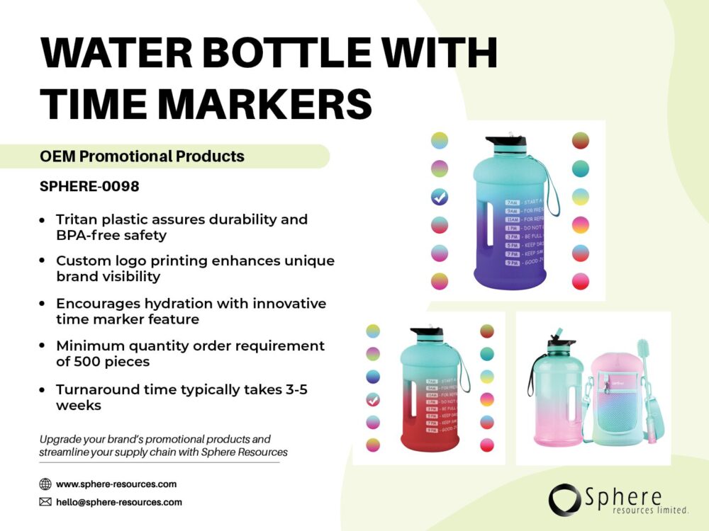 WATER BOTTLE WITH TIME MARKERS SOCIAL GRAPHIC