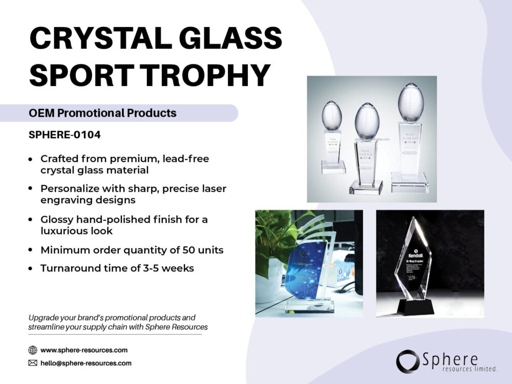 CRYSTAL GLASS SPORT TROPHY SOCIAL GRAPHIC