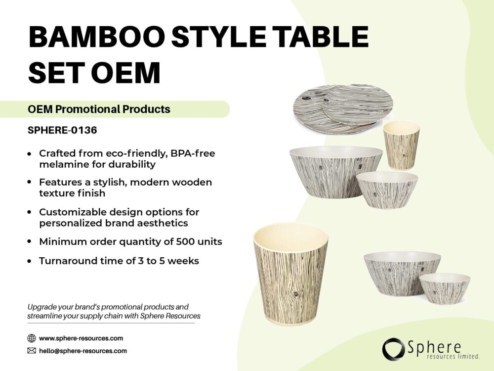 BAMBOO STYLE TABLE SET OEM SOCIAL GRAPHIC