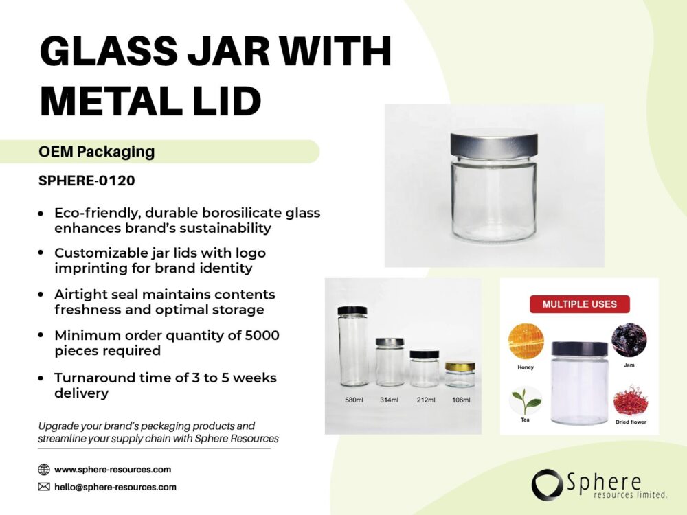 GLASS JAR WITH METAL LID SOCIAL GRAPHIC