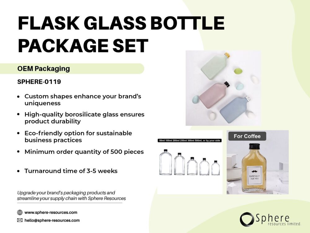 FLASK GLASS BOTTLE PACKAGE SET SOCIAL GRAPHIC