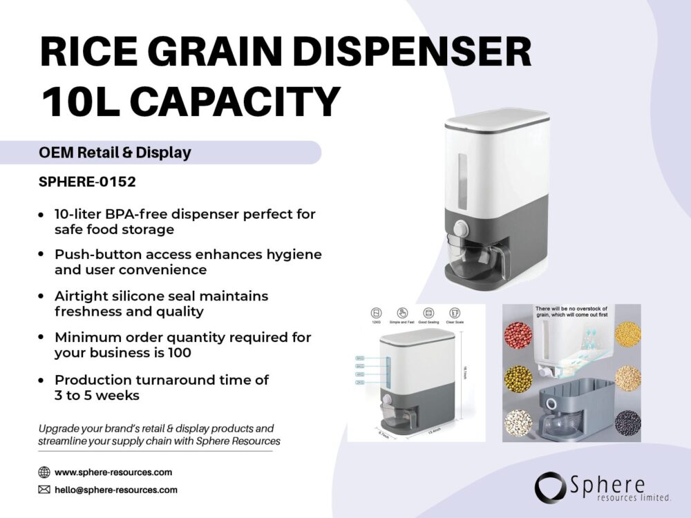 RICE GRAIN DISPENSER 10L CAPACITY SOCIAL GRAPHIC