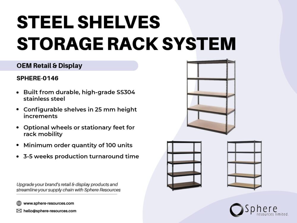 STEEL SHELVES STORAGE RACK SYSTEM SOCIAL GRAPHIC