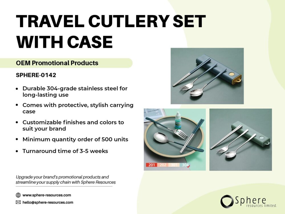 TRAVEL CUTLERY SET WITH CASE SOCIAL GRAPHIC