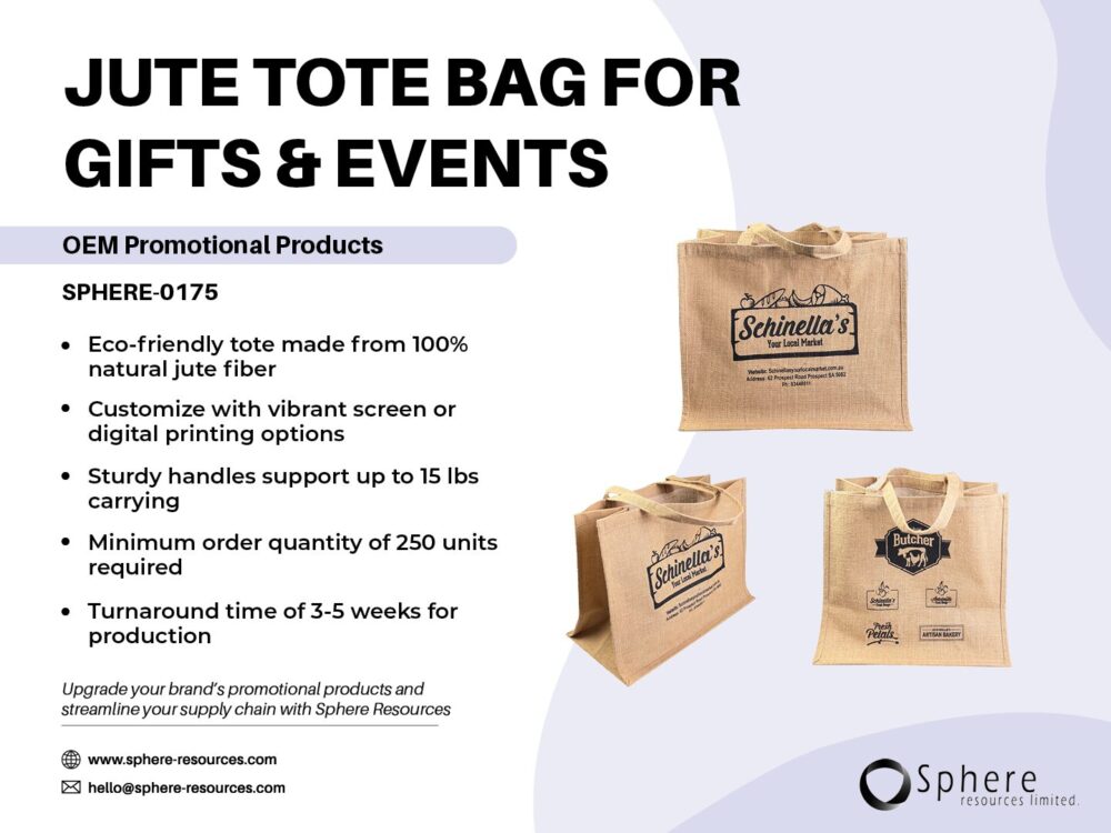 JUTE TOTE BAG FOR GIFTS & EVENTS SOCIAL GRAPHIC