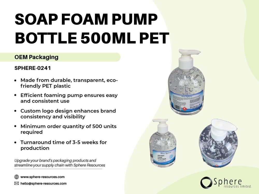 SOAP FOAM PUMP BOTTLE 500ML PET SOCIAL GRAPHIC