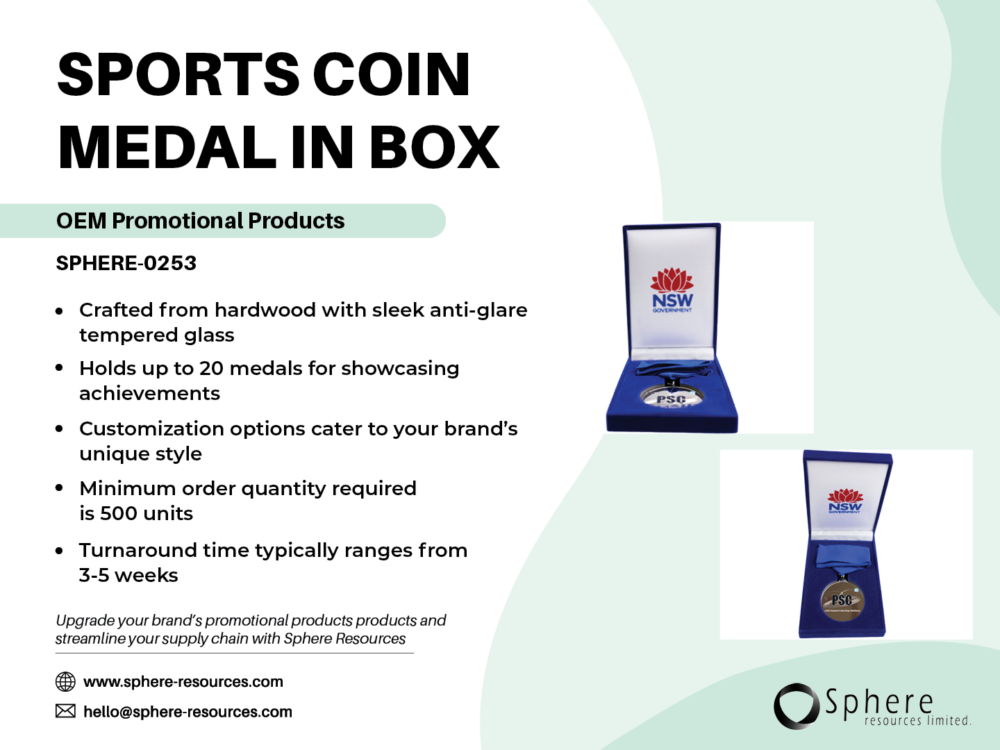 SPORTS COIN MEDAL IN BOX SOCIAL GRAPHIC