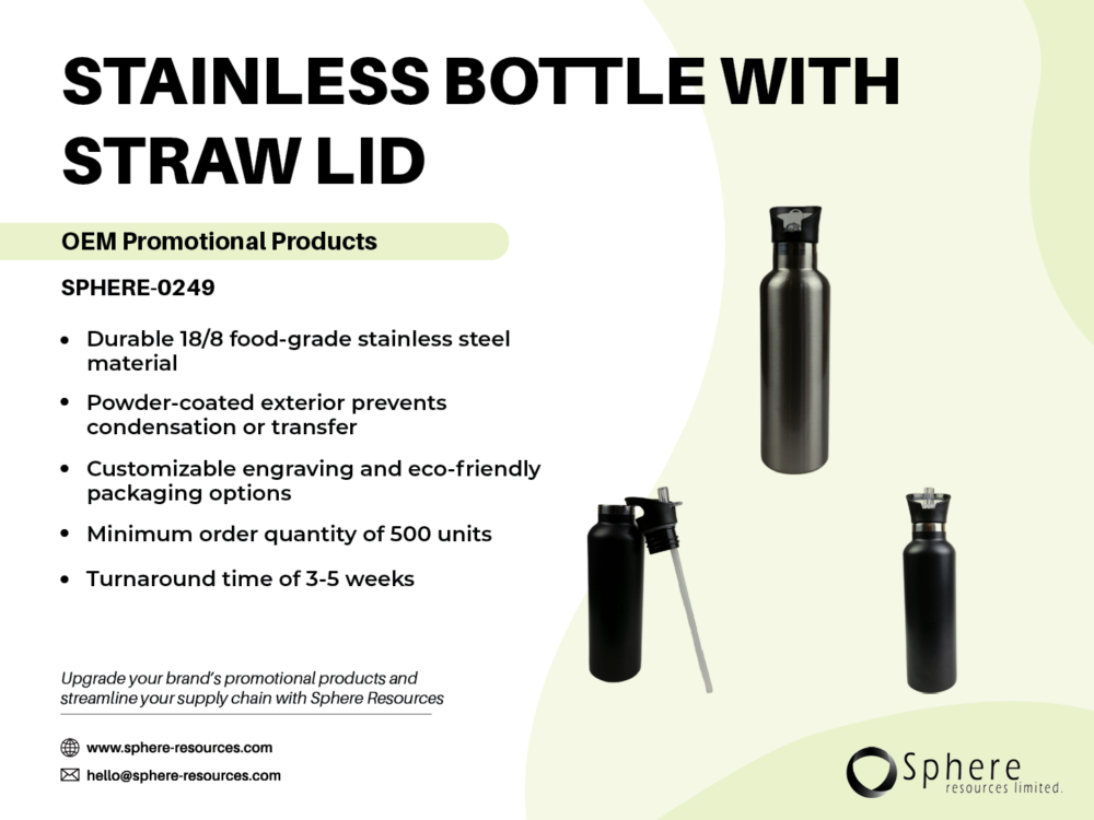STAINLESS BOTTLE WITH STRAW LID SOCIAL GRAPHIC