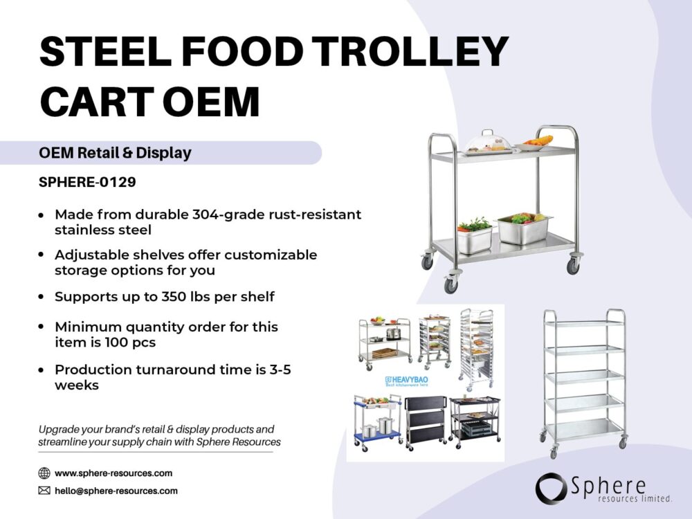 STEEL FOOD TROLLEY CART OEM SOCIAL GRAPHIC