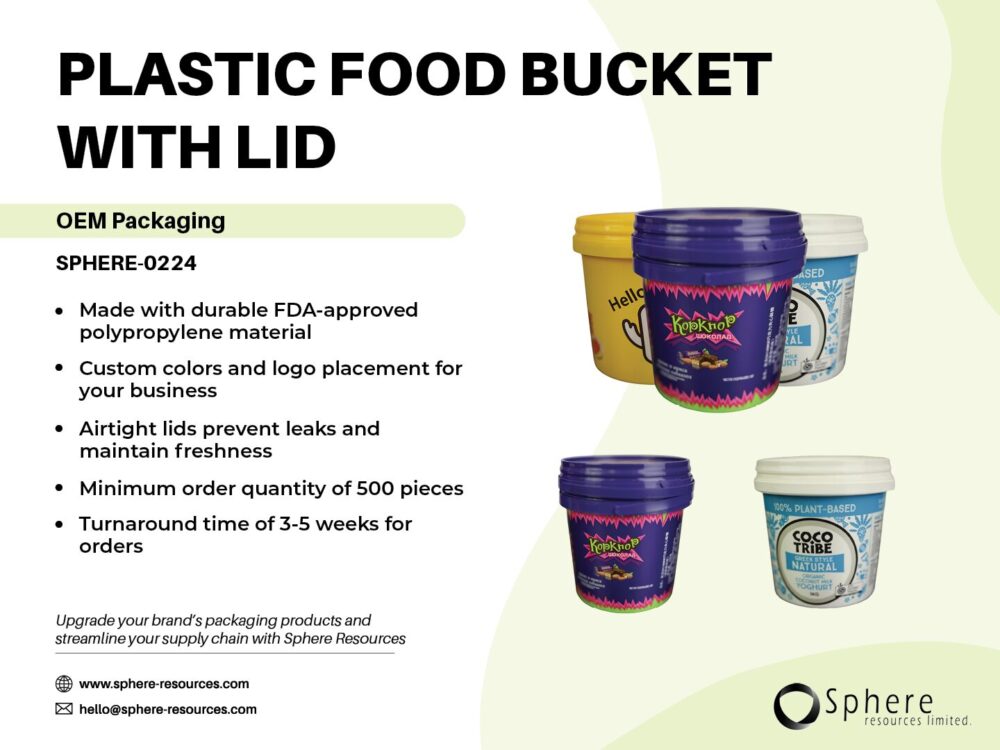 PLASTIC FOOD BUCKET WITH LID SOCIAL GRAPHIC