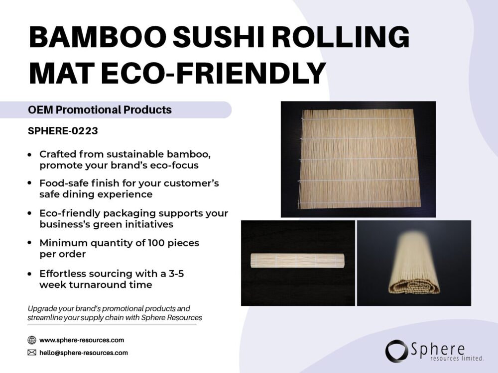BAMBOO SUSHI ROLLING MAT ECO-FRIENDLY SOCIAL GRAPHIC