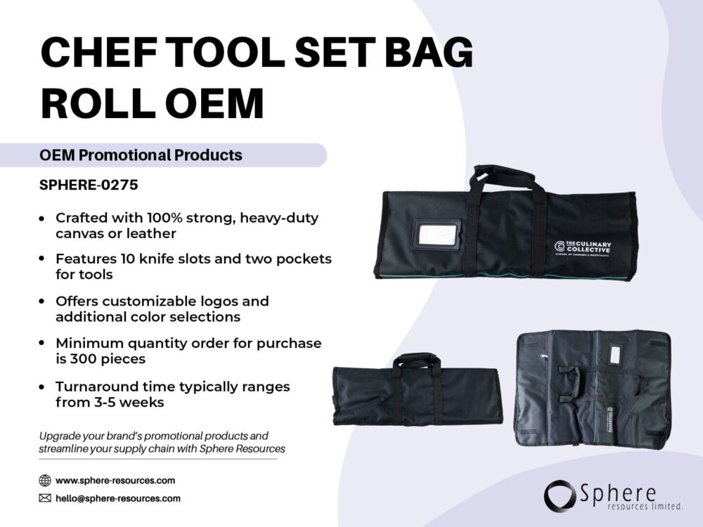 CHEF TOOL SET BAG ROLL OEM SOCIAL GRAPHIC