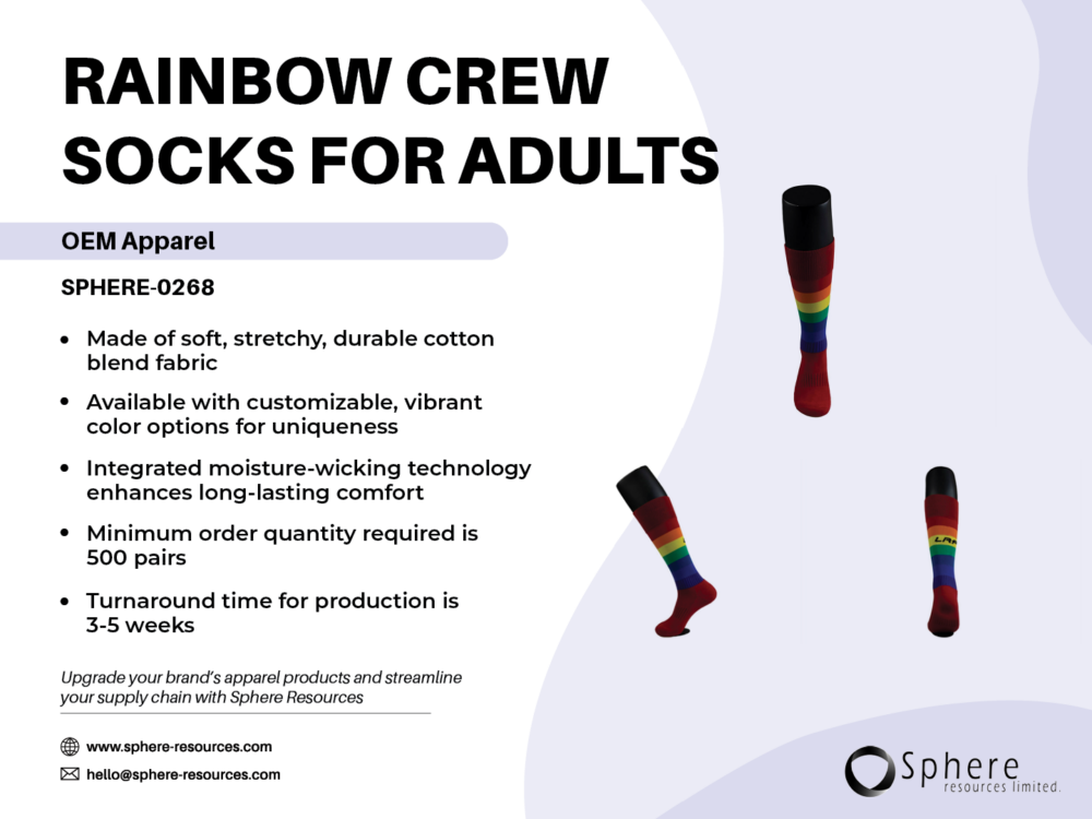 RAINBOW CREW SOCKS FOR ADULTS SOCIAL GRAPHIC
