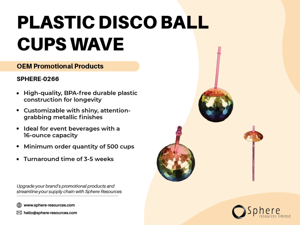 PLASTIC DISCO BALL CUPS WAVE SOCIAL GRAPHIC