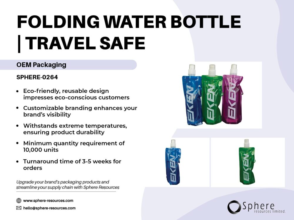 FOLDING WATER BOTTLE TRAVEL SAFE SOCIAL GRAPHIC