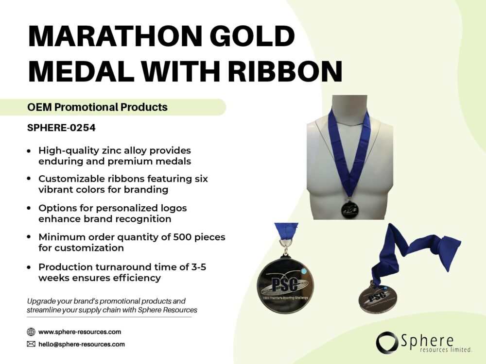 MARATHON GOLD MEDAL WITH RIBBON SOCIAL GRAPHIC