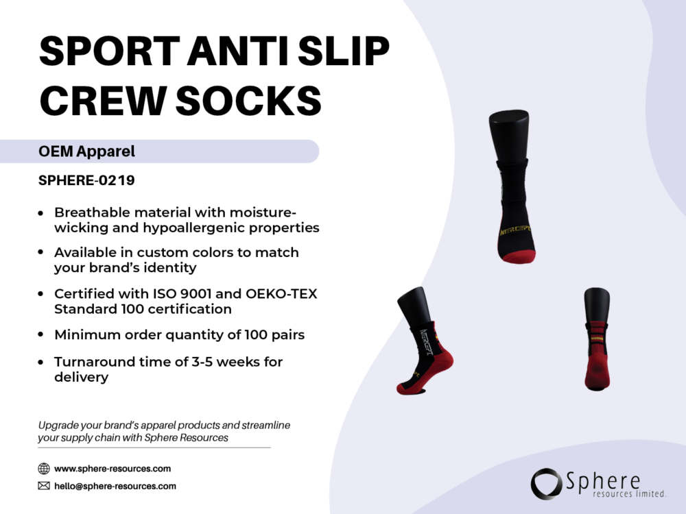 SPORT ANTI SLIP CREW SOCKS SOCIAL GRAPHIC