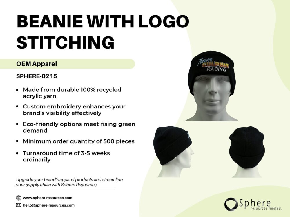 BEANIE WITH LOGO STITCHING SOCIAL GRAPHIC