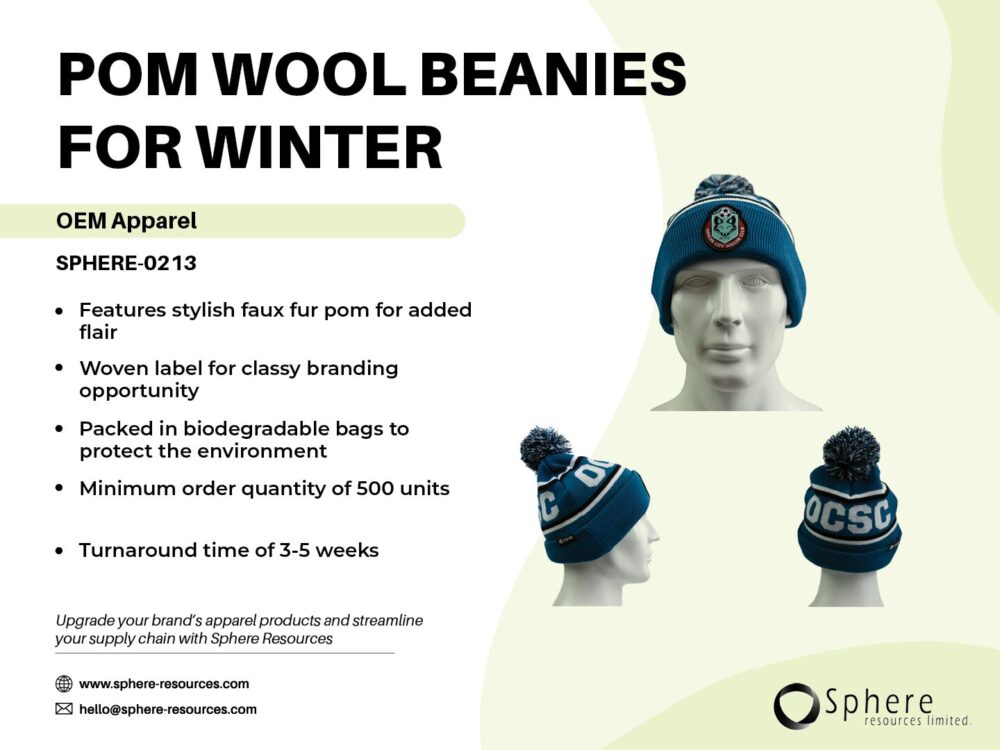 POM WOOL BEANIES FOR WINTER SOCIAL GRAPHIC