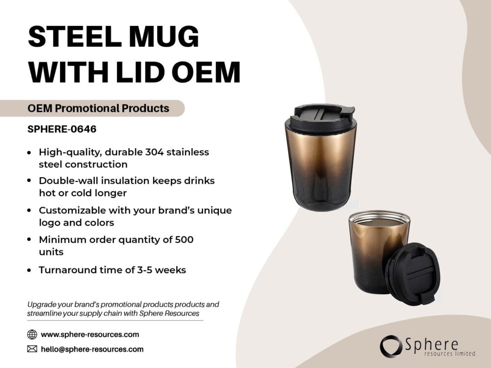 STEEL MUG WITH LID OEM Social Graphic