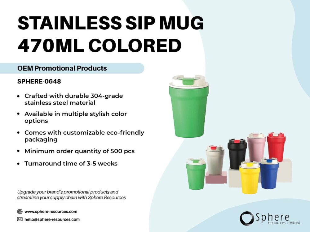 STAINLESS SIP MUG 470ML COLORED Social Graphic