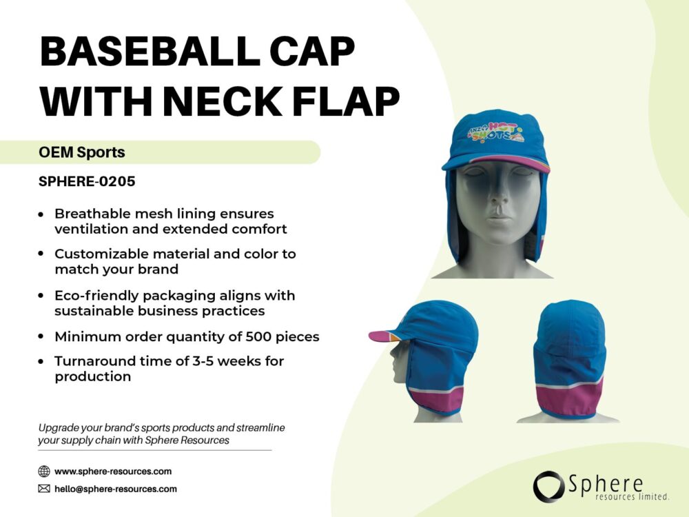 BASEBALL CAP WITH NECK FLAP SOCIAL GRAPHIC