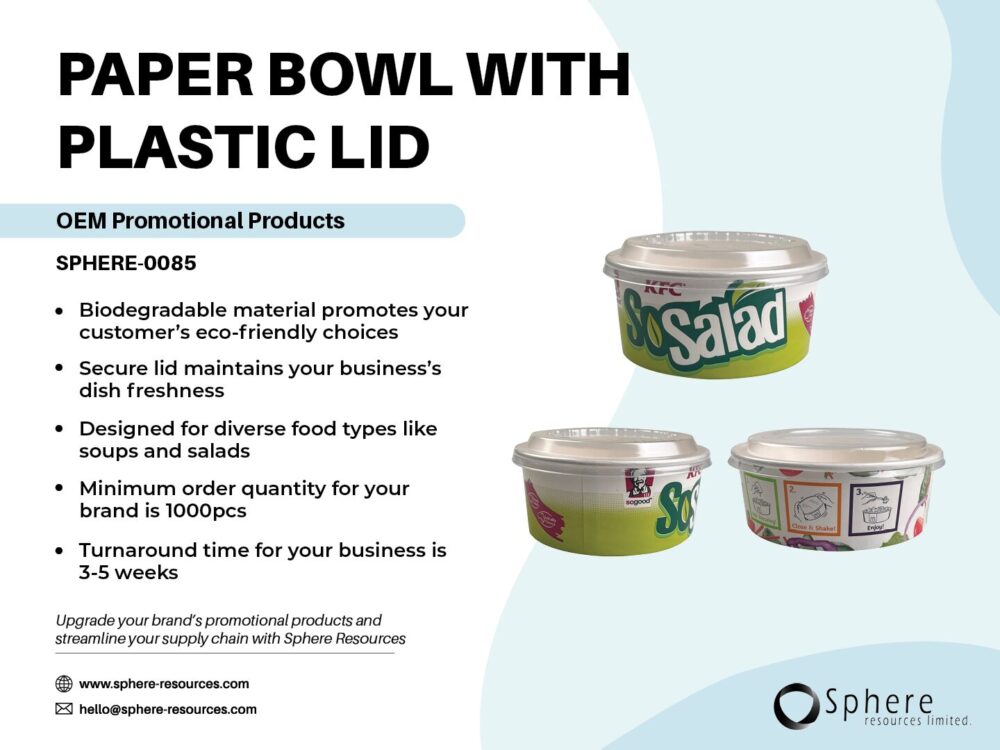 PAPER BOWL WITH PLASTIC LID SOCIAL GRAPHIC