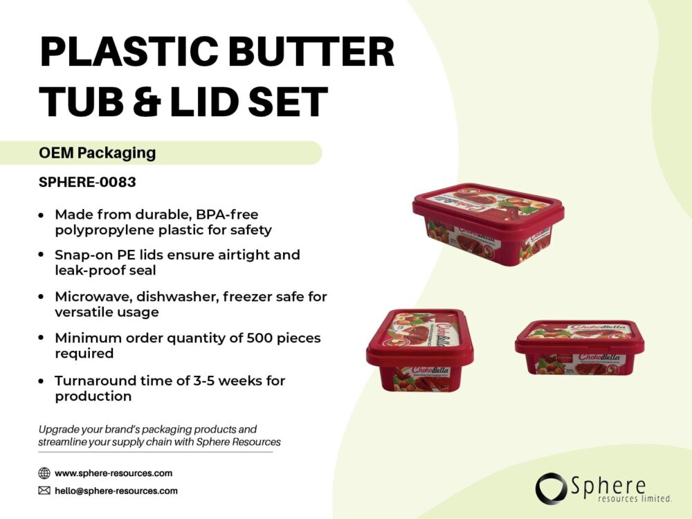 PLASTIC BUTTER TUB & LID SET SOCIAL GRAPHIC