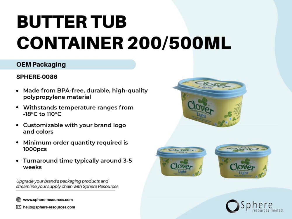 BUTTER TUB CONTAINER 200 500ML SOCIAL GRAPHIC