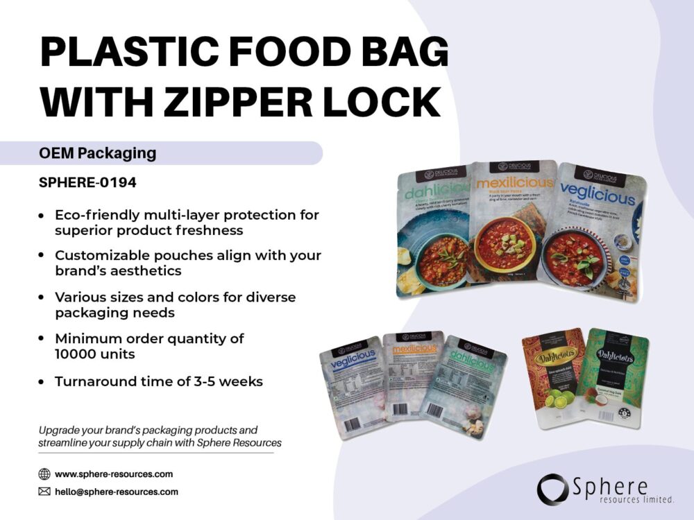 PLASTIC FOOD BAG WITH ZIPPER LOCK SOCIAL GRAPHIC