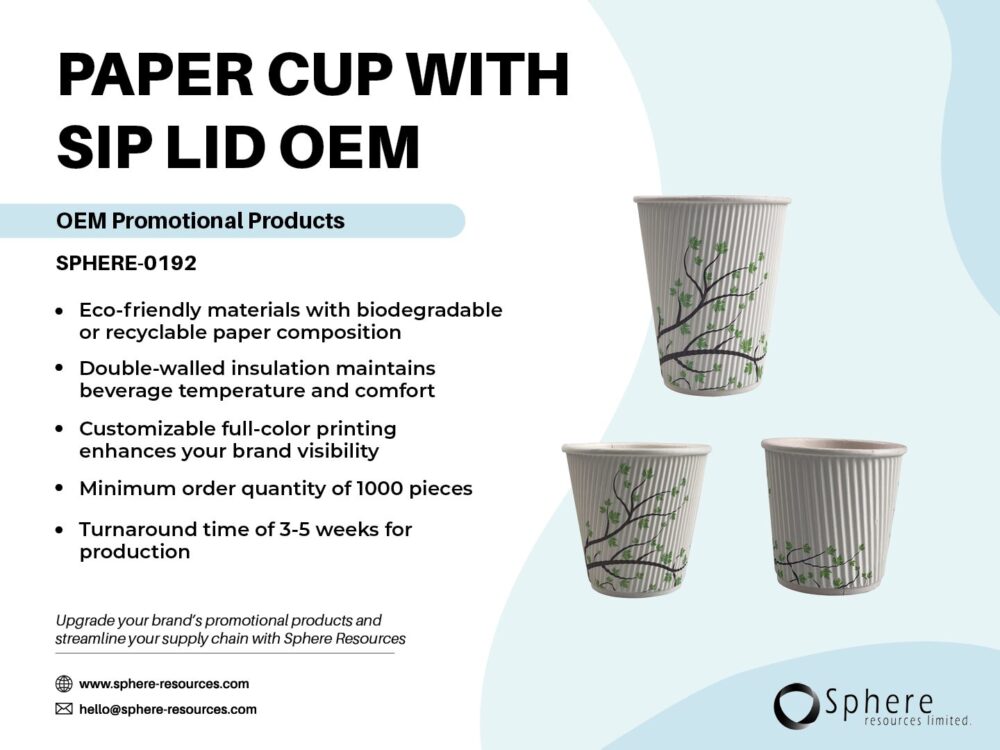 PAPER CUP WITH SIP LID OEM SOCIAL GRAPHIC