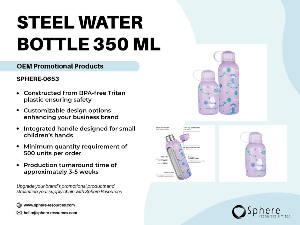 STEEL WATER BOTTLE 350 ML Social Graphic