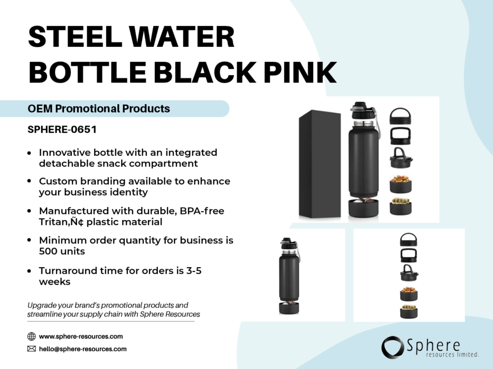 STEEL WATER BOTTLE BLACK PINK Social Graphic