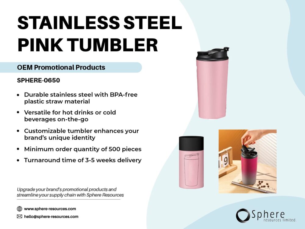 STAINLESS STEEL PINK TUMBLER Social Graphic