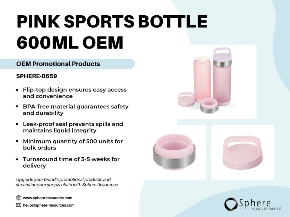PINK SPORTS BOTTLE 600ML OEM